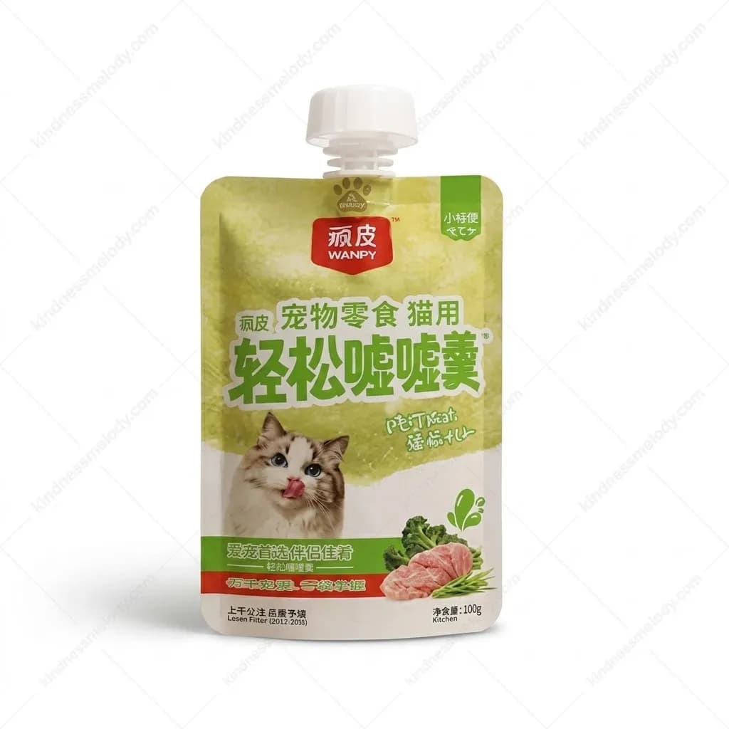 پودینگ آرامبخش گربه ونپی طعم مرغ و علف گربه Wanpy Cat Relax Pudding Chicken Flavor وزن 80 گرم