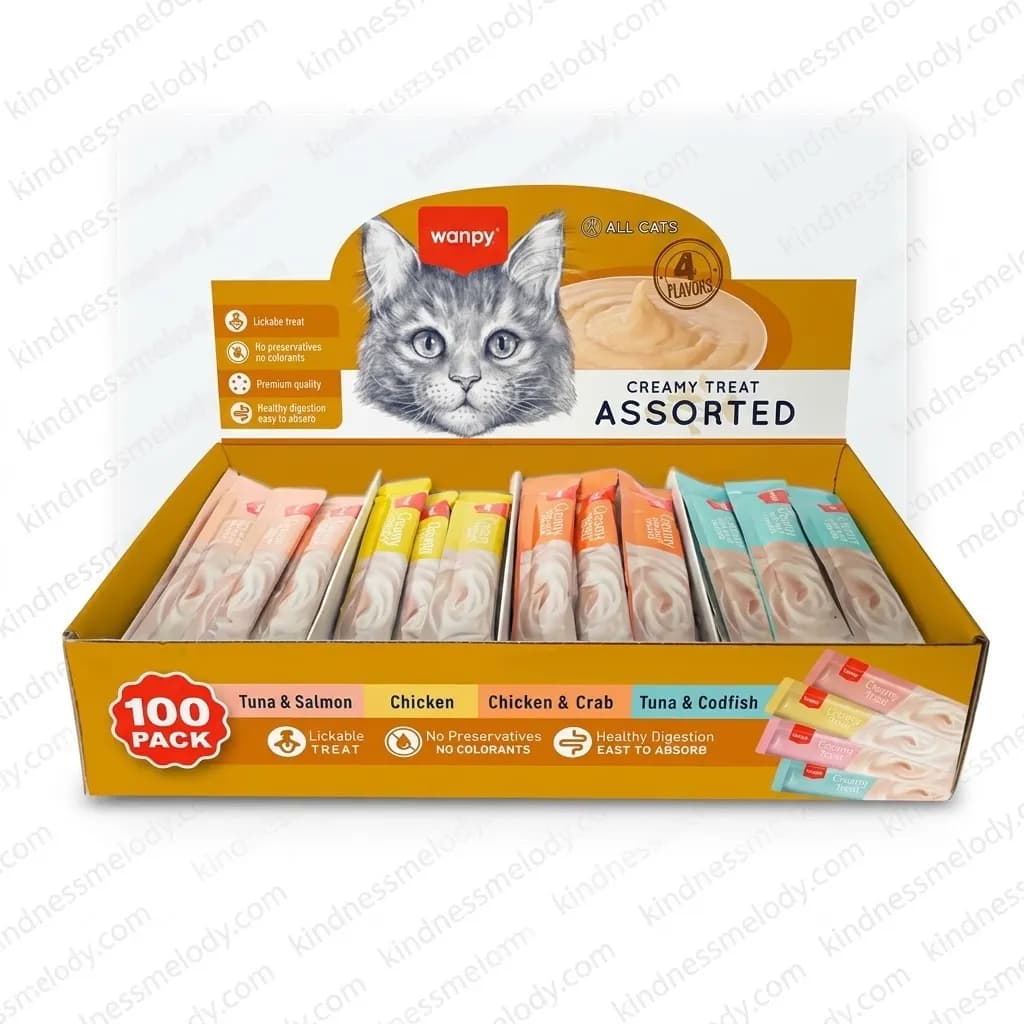 بستنی گربه ونپی با طعم میکس Vanpy Cat Ice Cream Mix Flavor بسته ۱۰۰ عددی