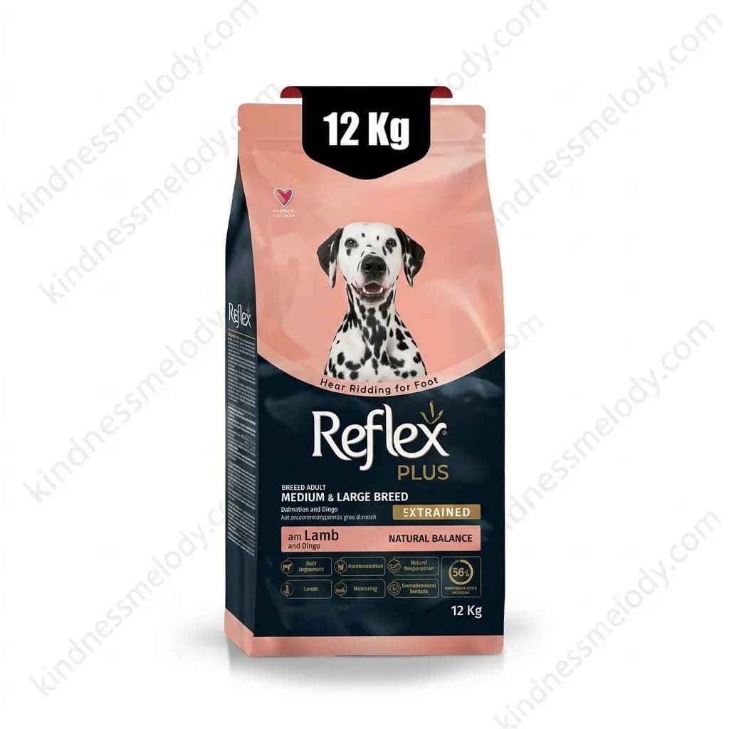 غذای خشک سگ بالغ عقیم نژاد متوسط و بزرگ رفلکس پلاس طعم بره وزن 12 کیلوگرم Reflex Plus Adult Dog Food Lamb for Neutered Medium and Large Breeds