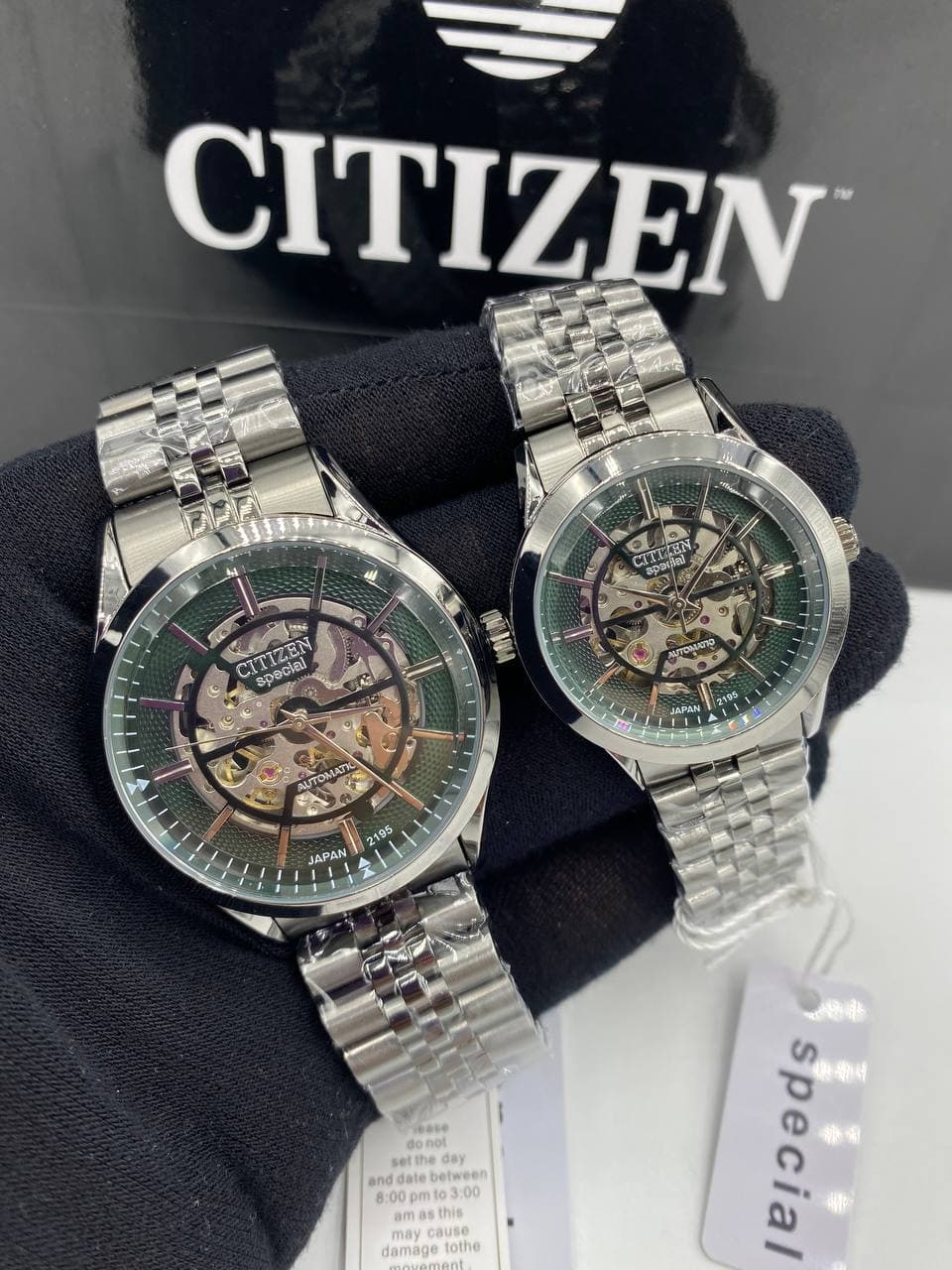 ست ساعت زنانه و مردانه اتومات سیتیزن فول استیل کیفیت عالی رنگ ثابت کد 2116954 — تصویر ۴