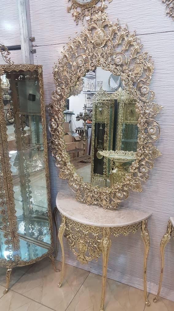 آینه کنسول آلومینیوم آبکاری بیضی بزرگ