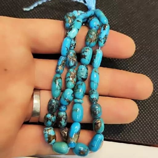 تسبیح فیروزه نیشابور دانه هلی 33 دانه درجه یک خوشرنگ — تصویر ۴