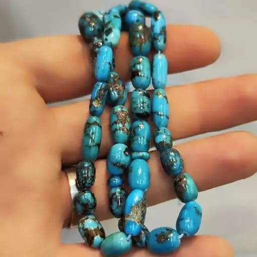 تسبیح فیروزه نیشابور دانه هلی 33 دانه درجه یک خوشرنگ — تصویر ۵