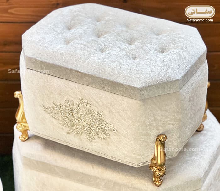صندوقچه مخمل منجوق دوزی لارسیا شیری کوچک