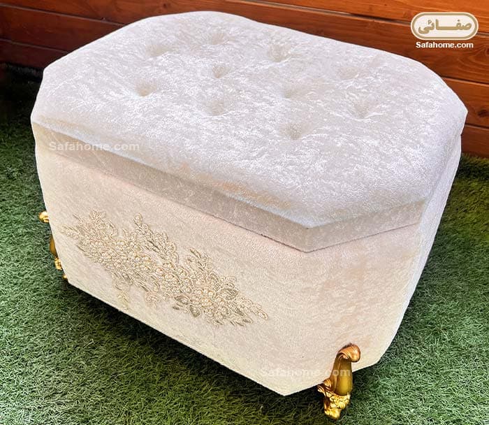صندوقچه مخمل منجوق دوزی لارسیا شیری کوچک — تصویر ۴