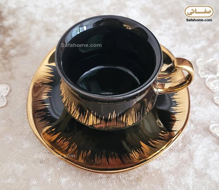 ست فنجان و نعلبکی مشکی طلایی 6 پارچه سیلوانا — تصویر ۵