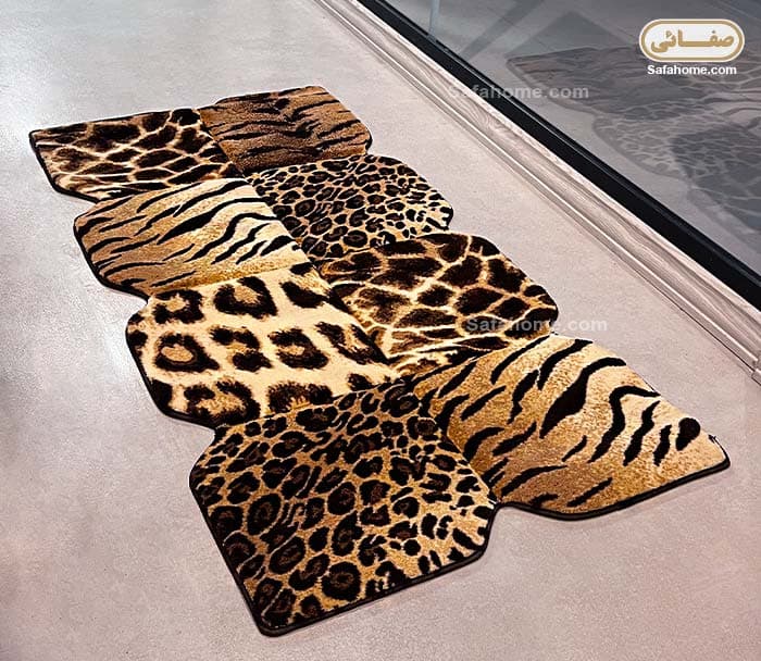 فرش راهرویی زرباف طرح پوستی شکلاتی