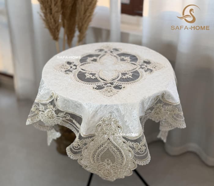 رومیزی مربع مخمل طرح سایه