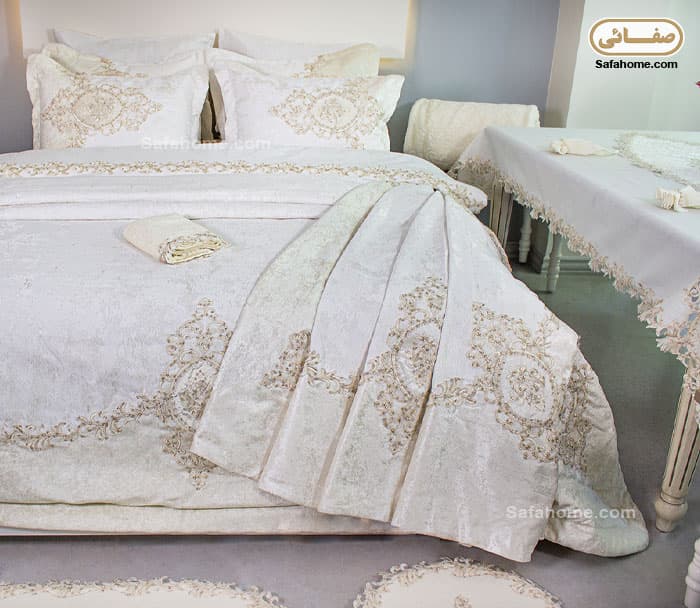 سرویس روتختی دو نفره مخمل پتینه 45 تکه طرح آکسانا — تصویر ۳