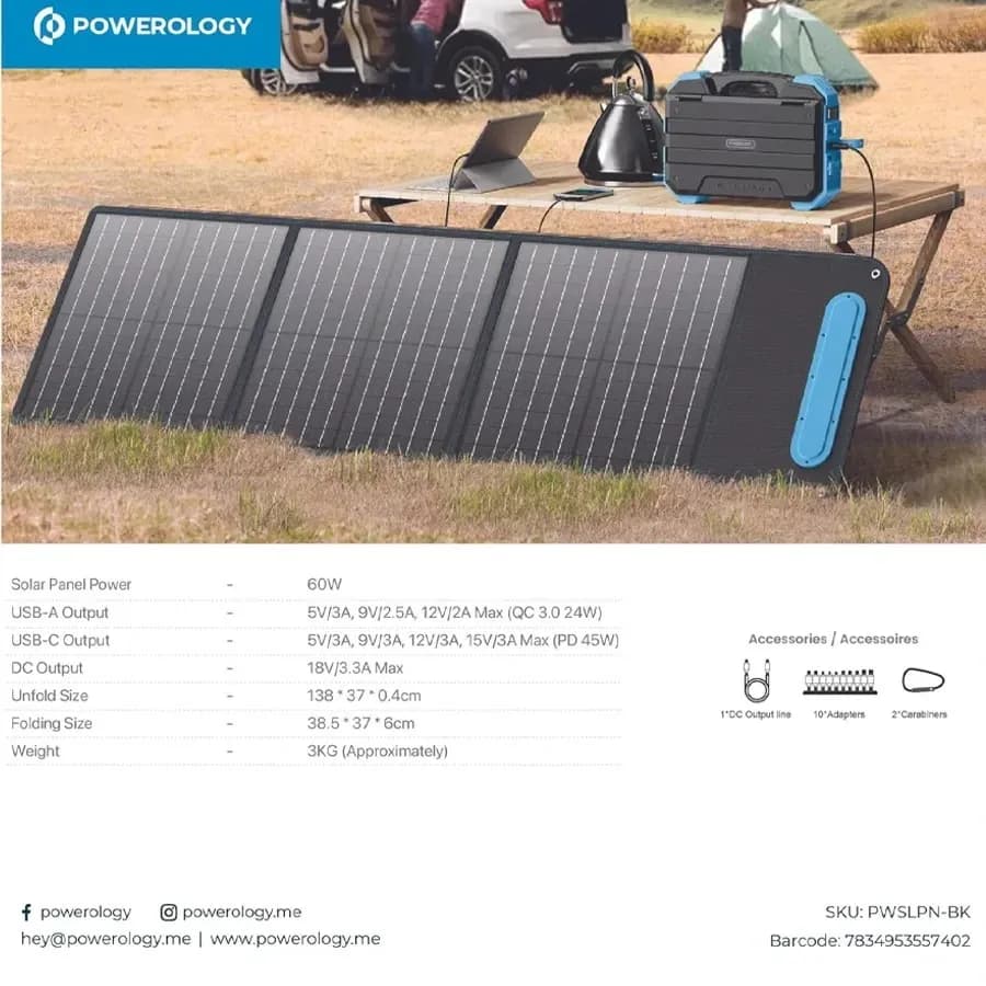 پنل خورشیدی مونو کریستالین 60 وات پاورولوژی مدل Powerology PWSLPN-BK 60W Mono-Crystalline Solar Panel — تصویر ۳