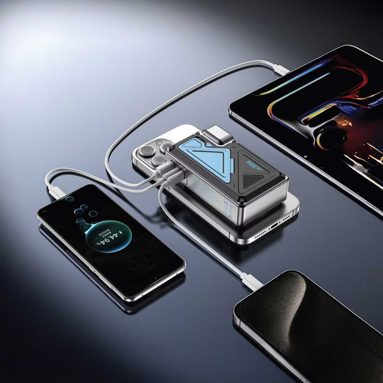 پاوربانک 20000 وایرلس و شارژر دیواری تایپ‌سی، USB و لایتنینگ فست شارژ 35 وات پاورولوژی Powerology PPBMH104BK — تصویر ۴