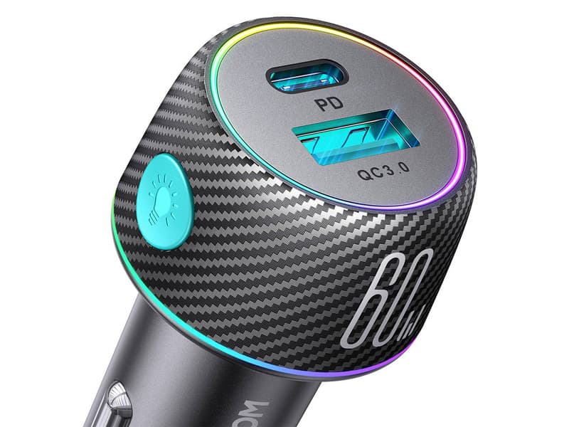 شارژر فندکی فست شارژ ماشین تایپ سی 60 وات جویروم CCN01 — تصویر ۵