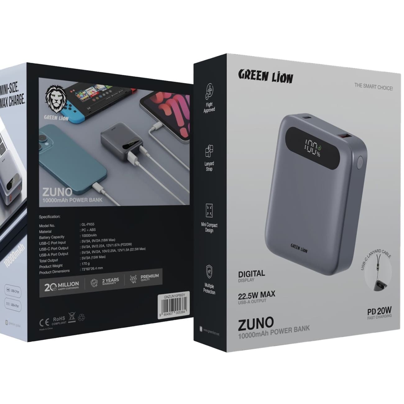 پاور بانک 10000 گرین لاین Green Lion مدل GL-PX55 توان 22.5 وات — تصویر ۳