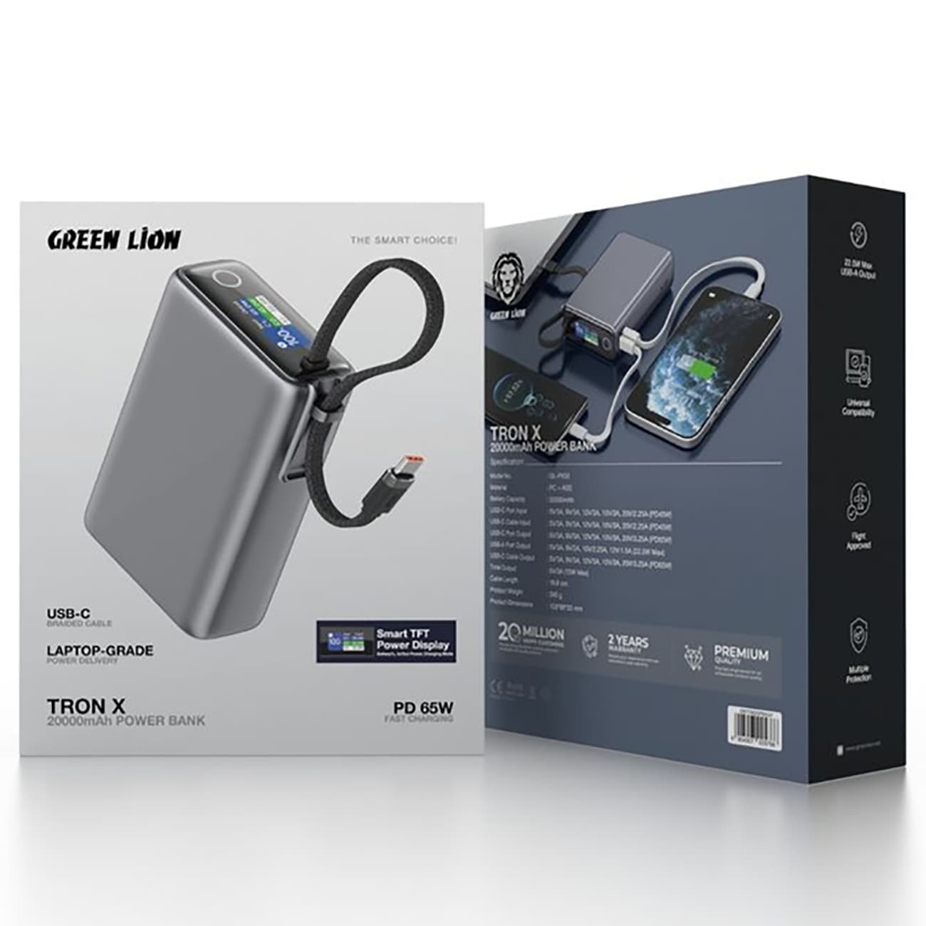 پاور بانک 20000 گرین لاین Green Lion مدل GL-PX52 توان 65 وات — تصویر ۴