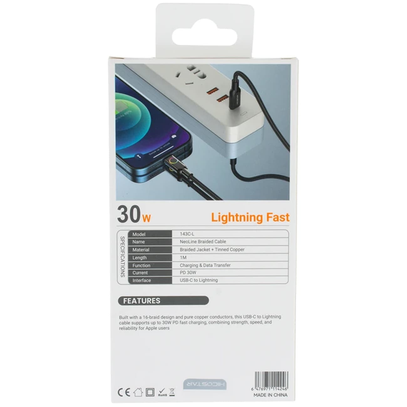 کابل تایپ سی به لایتنینگ 30 وات هایکو استار مدل 143C-L طول 1 متر — تصویر ۵