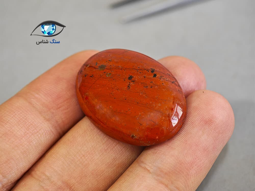 سنگ جاسپر سرخ بیضی 9.5 گرم — تصویر ۳