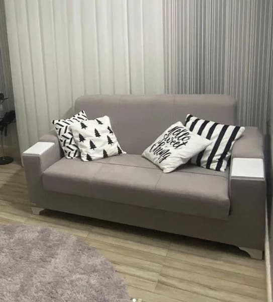 مبل تختخواب شو 2 نفره مدل آلما دسته عسلی