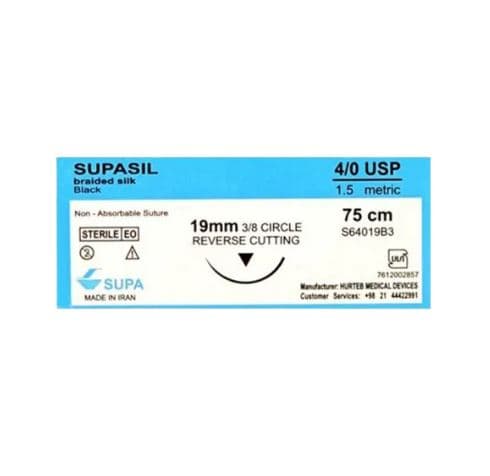 نخ و سوزن بخيه سيلک 4صفر سوزن19 کات سوپا (SUPASIL)
