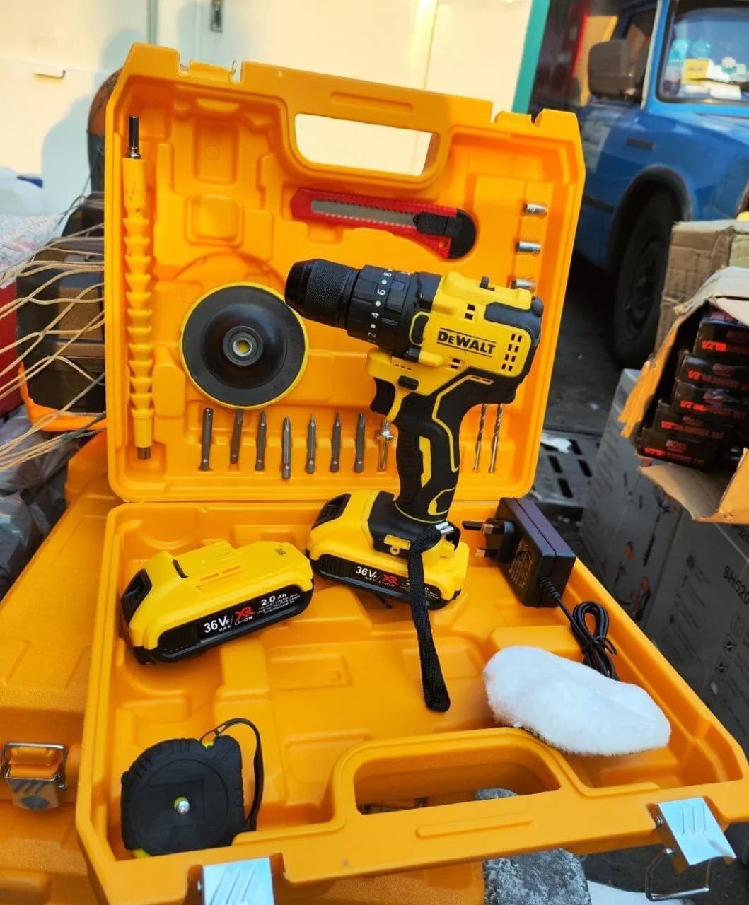 دریل شارژی 36 ولت براشلس پولیش دار سه نظام فلزی طرح دیوالت مدل dewalt-36