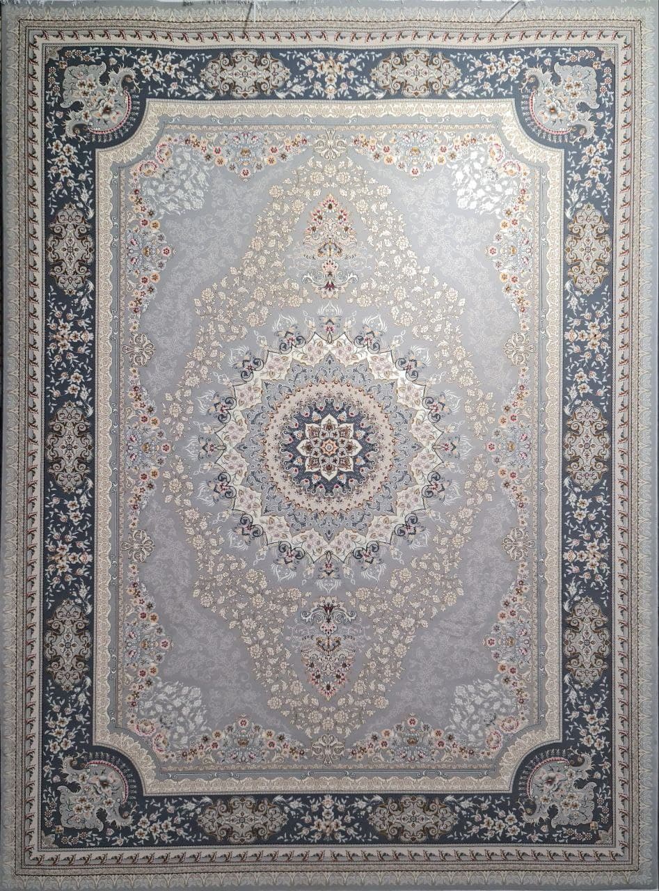 فرش ۷۰۰ شانه نقشه آژند زمینه نقره ای — تصویر ۲
