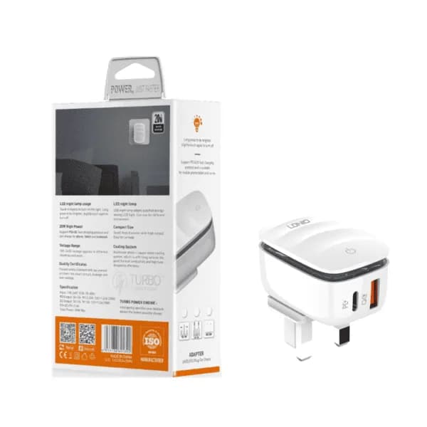 شارژ دیواری فست شارژ الدینو LDNIO A2425C توان 20 وات همراه کابل — تصویر ۴