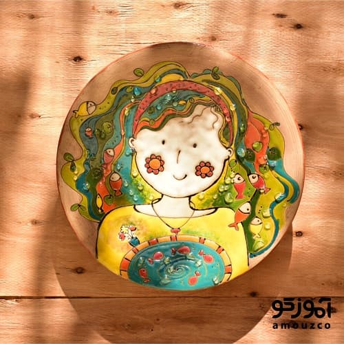 دیوارکوب سفالی رنگینه قطر 30 (کد 02)