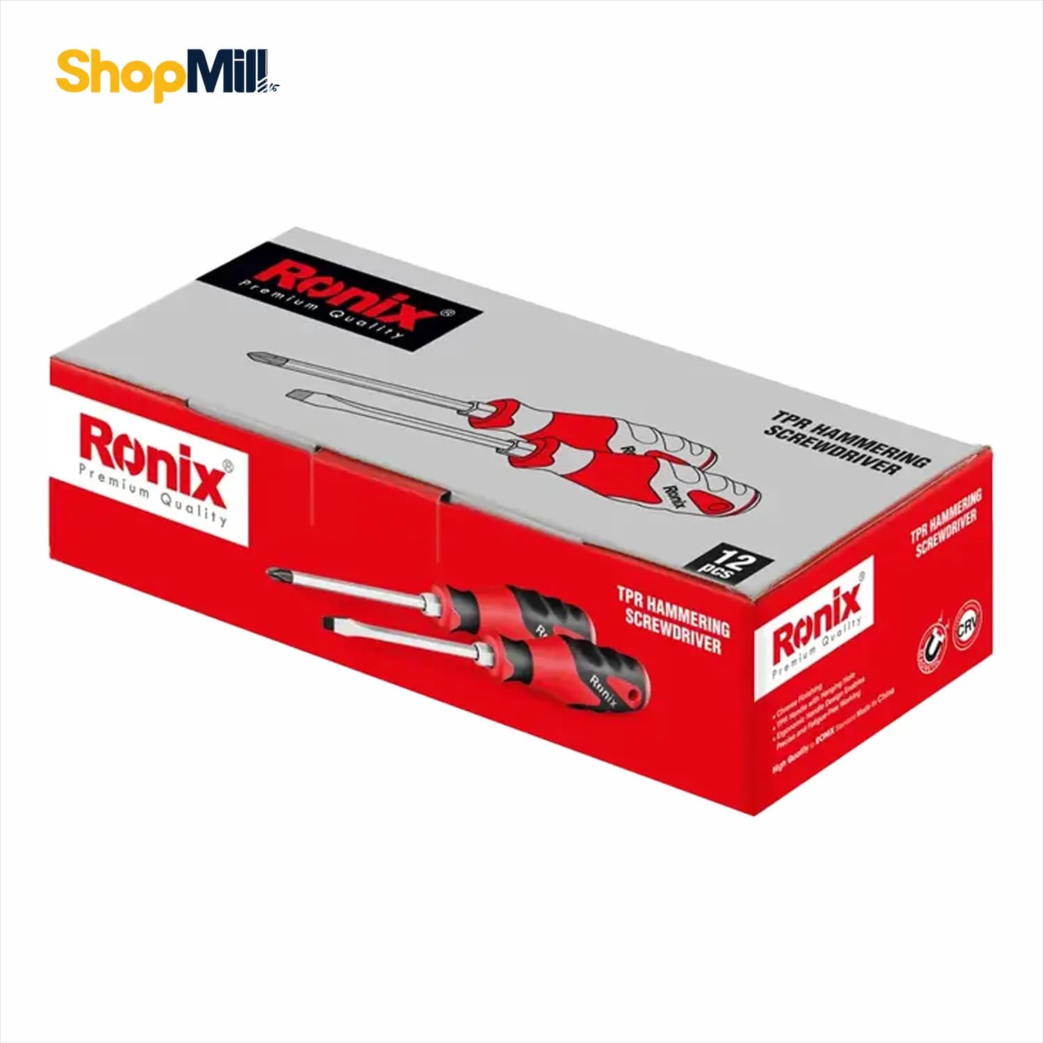 پیچ‌گوشتی تکی دسته TPR ضربه‌خور 150×5 چهارسو رونیکس Ronix مدل RH-2959 — تصویر ۸