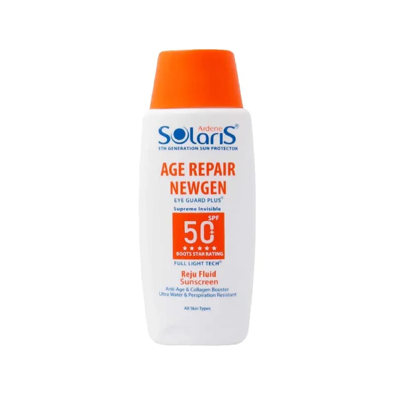 فلوئید ضد آفتاب SPF50 آردن سولاریس جهت پوست های دارای چروک های سطحی بدون رنگ حجم 100 میلی لیتر