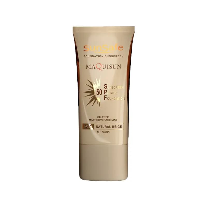 ضدآفتاب کرم پودری و پرایمری spf50 سان سیف رنگ بژ طبیعی