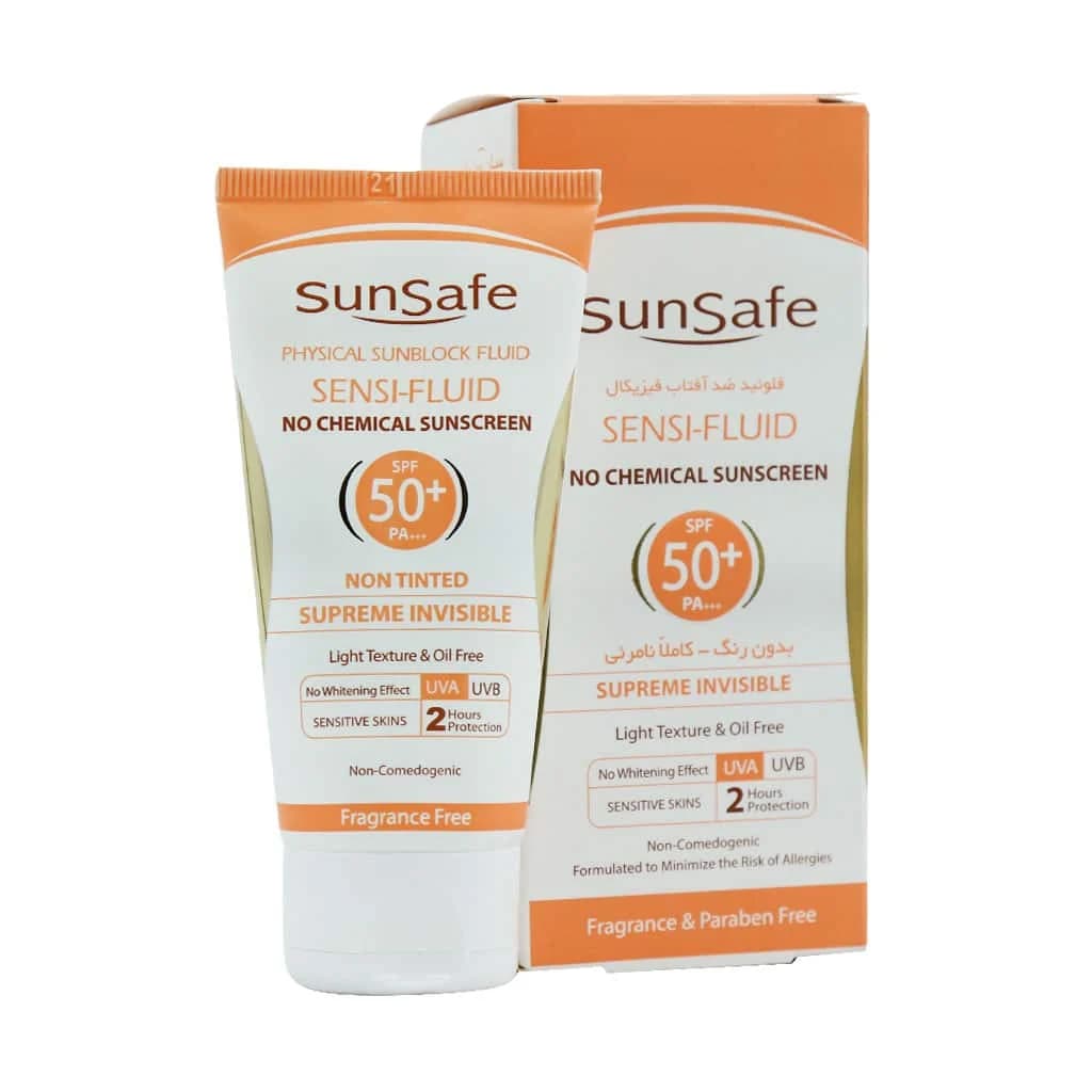 فلوئید ضد آفتاب SPF50+ فیزیکال سان سیف مناسب پوست های حساس 50 میلی لیتر — تصویر ۳