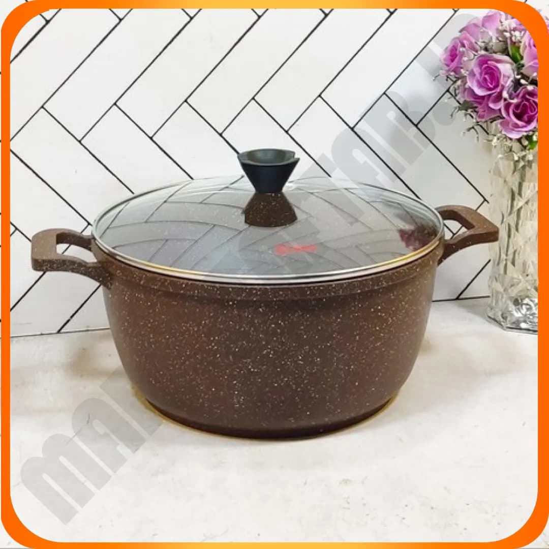 AA قابلمه 32 دورو گرانیت شکلاتی درب پیرکس کاندید