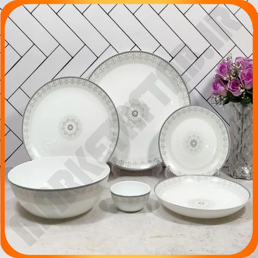 سرویس 26 پارچه گرد کلاسیک پریوش خاکستری آرکوپال دینو