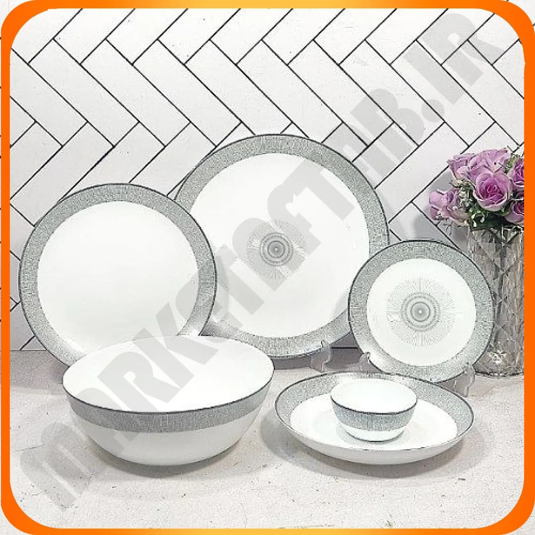 سرویس 26 پارچه گرد کلاسیک دانیکا خاکستری آرکوپال دینو