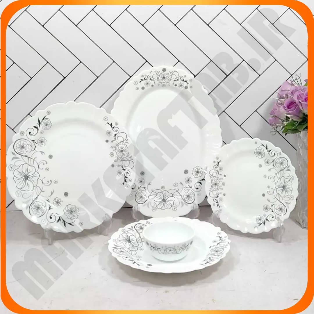 سرویس 25 پارچه گرد کنگره استیما مشکی آرکوپال آفر