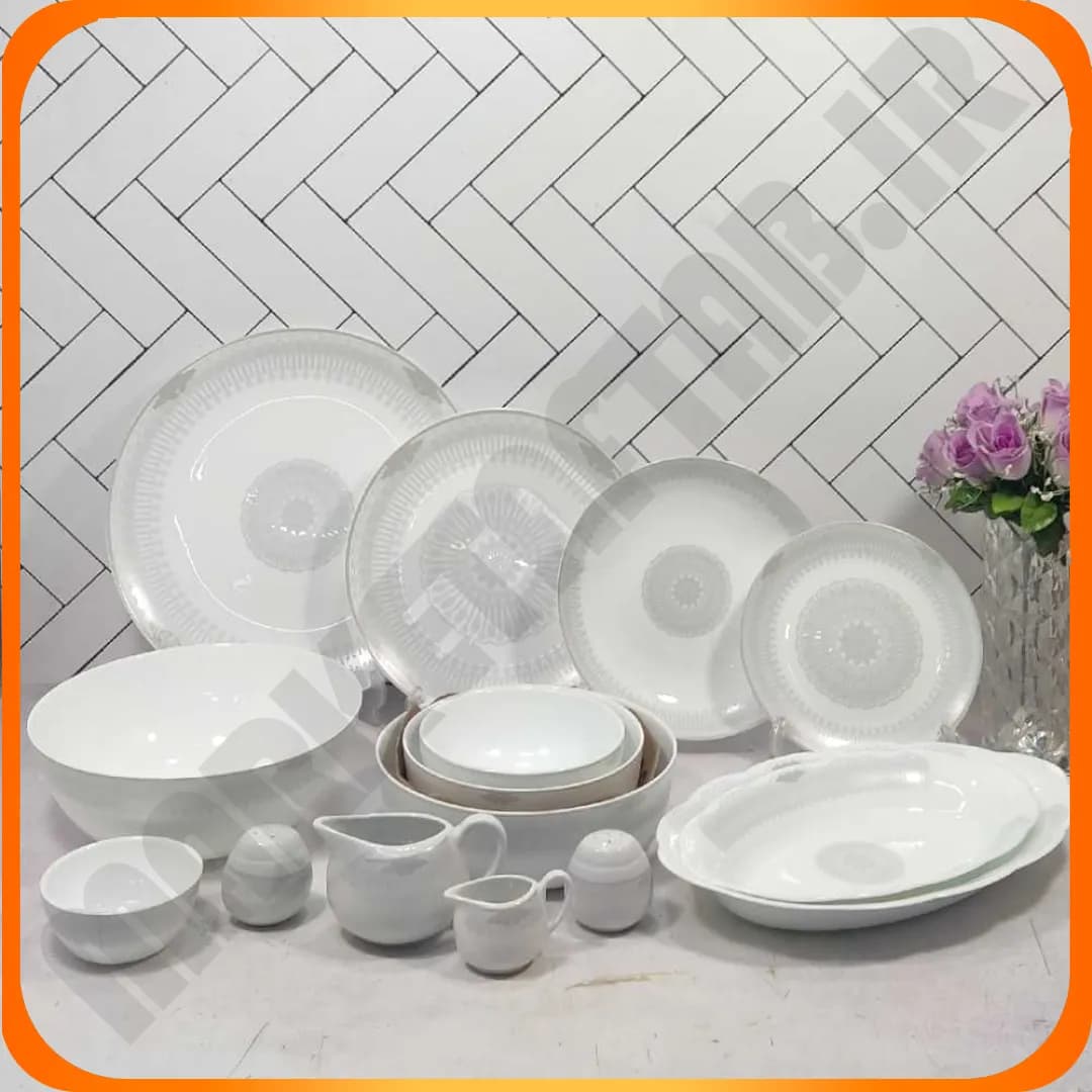سرویس 42 پارچه گرد کلاسیک آذرمه خاکستری آرکوپال دینو