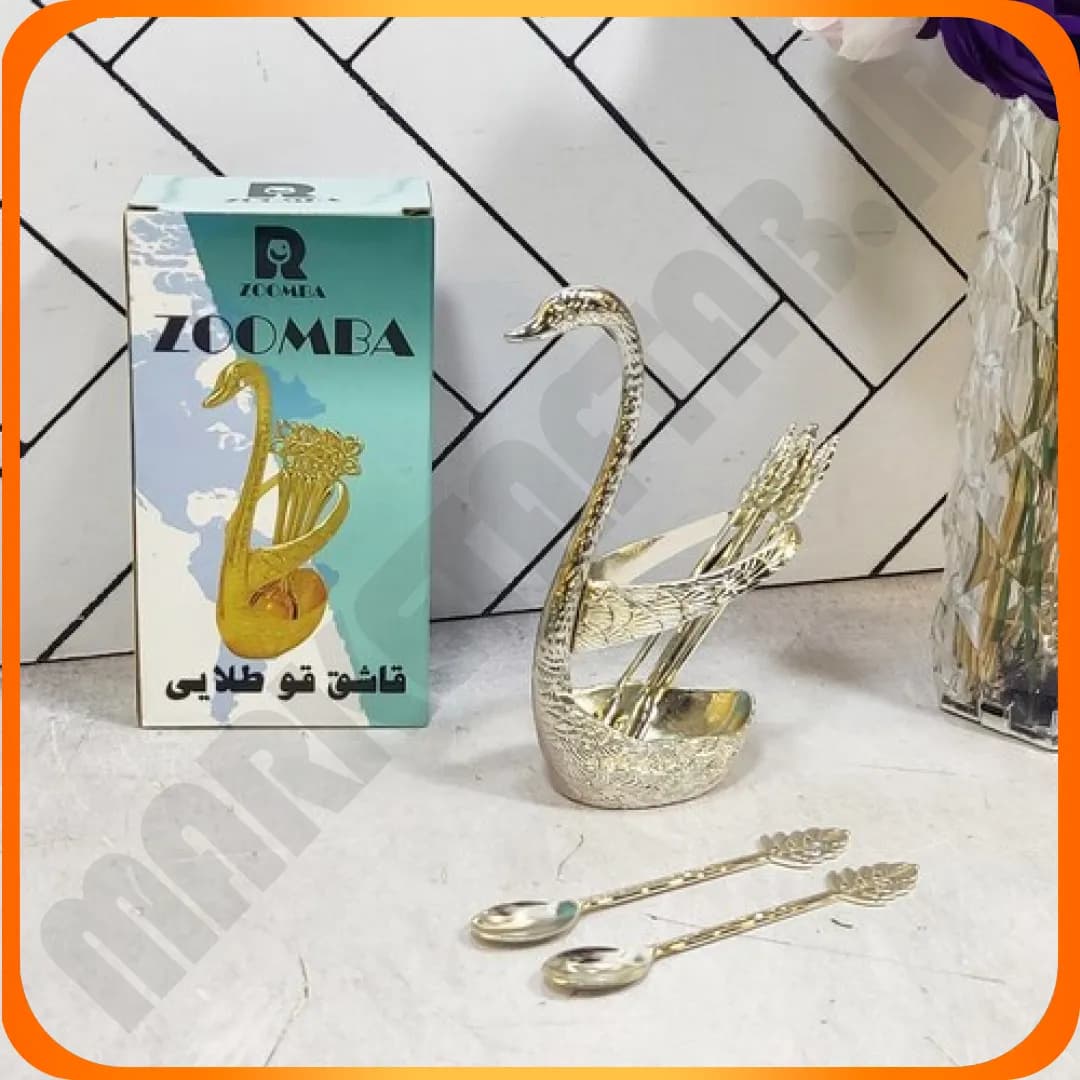 قاشق قو طرح برگ کد 1434/3 نقره ای زومبا