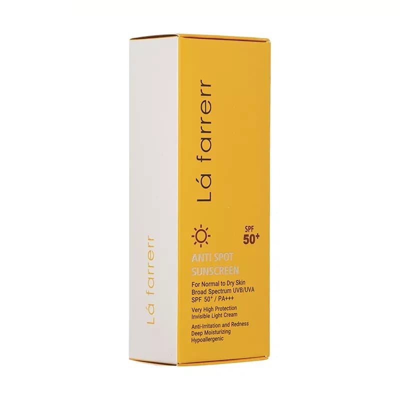 کرم ضد آفتاب و ضد لک ‌بی‌رنگ لافارر SPF50 مناسب پوست معمولی و خشک حجم 40 میلی‌لیتر — تصویر ۲