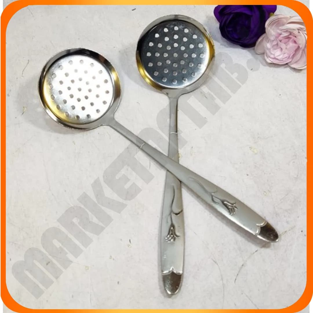 کفگیر گرد بزرگ سوراخ دار استیل میخک زومبا