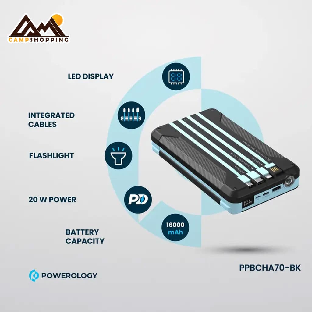 پاوربانک خورشیدی پاورولوجی کد PPBCHA70-BK حجم 16000mAh — تصویر ۲