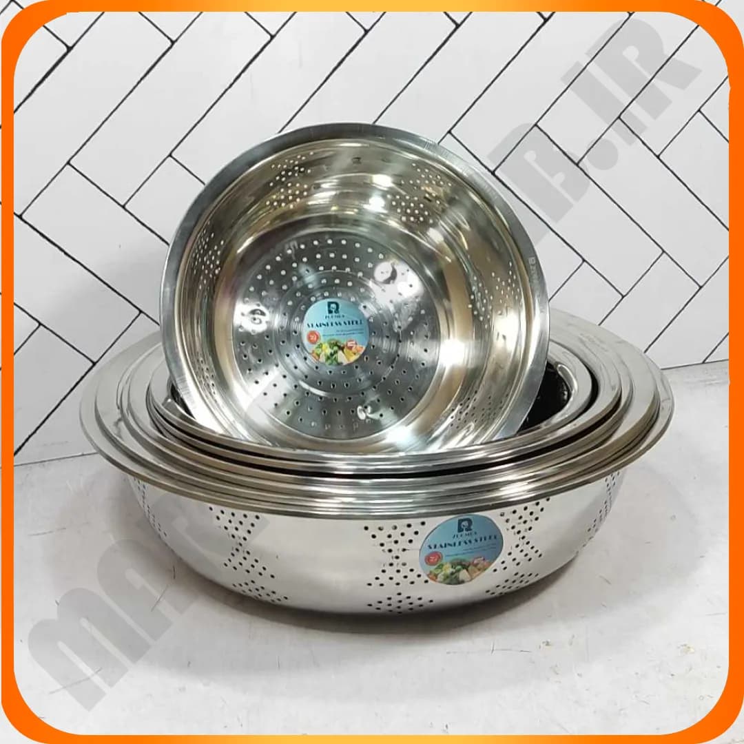 سرویس آبکش گرد بدون دسته 7 پارچ استیل L5256 زومبا