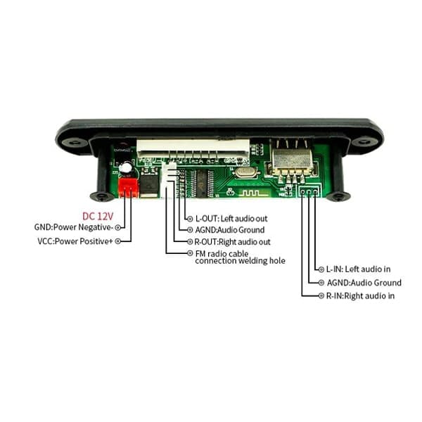پخش کننده MP3 پنلی بلوتوثی فولدردار 12V با ریموت کنترل مدل D098BT — تصویر ۴