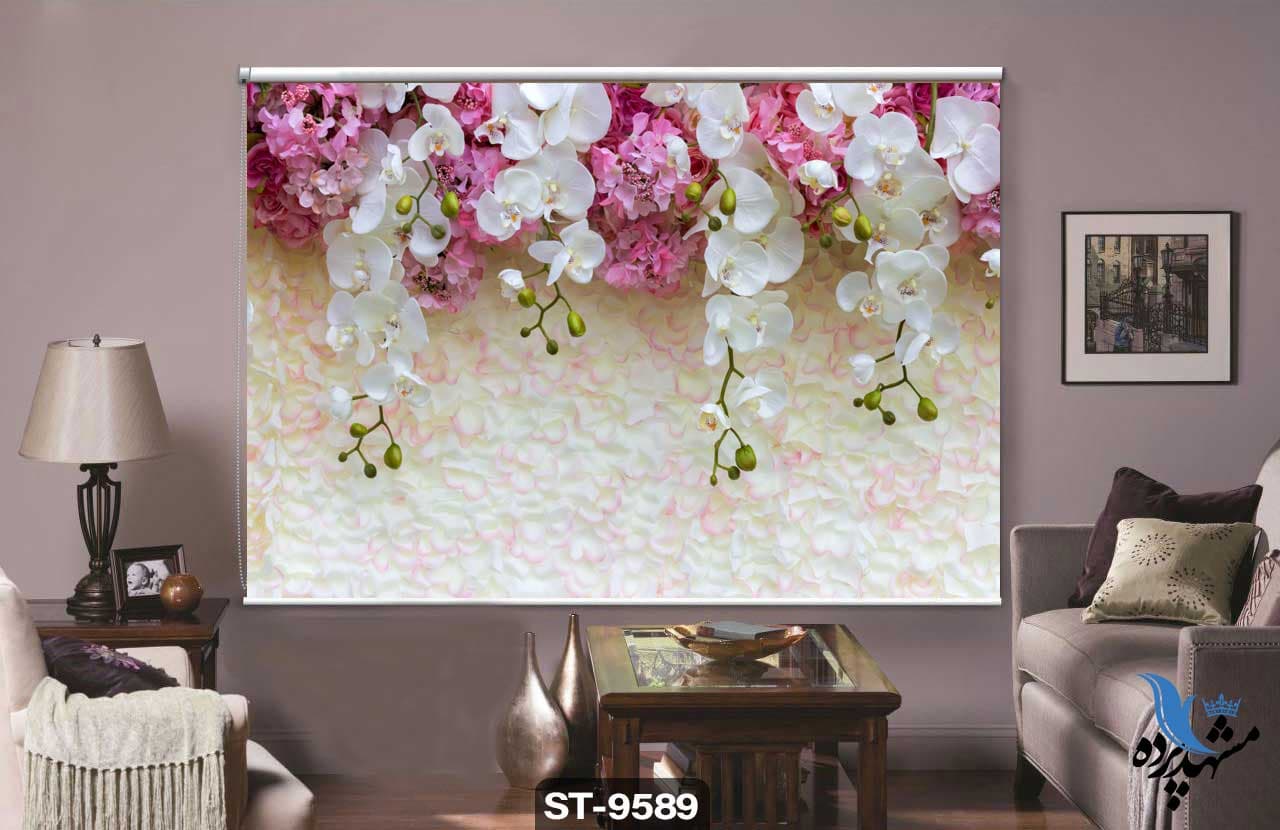 پرده شیدرول تصویری طرح نقاشی فانتزی گل کد ST9589