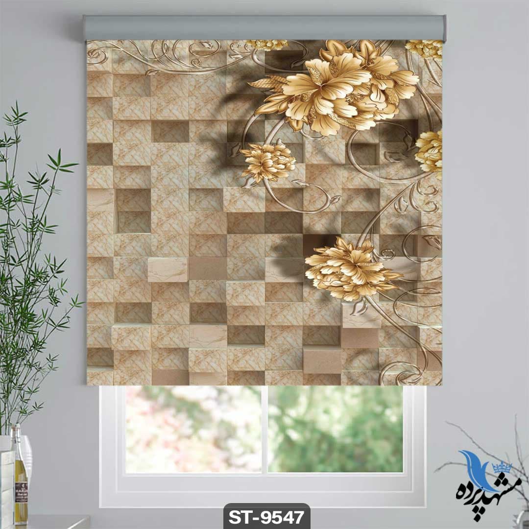 پرده شیدرول تصویری طرح نقاشی مدرن گل کد ST9547