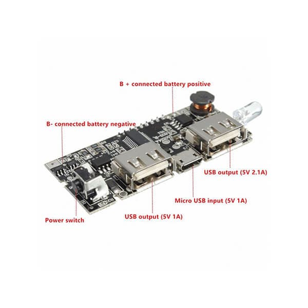 ماژول پاوربانک دارای نمایشگر و دو خروجی 1A , 2.1A — تصویر ۵