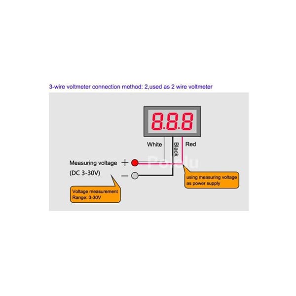 ماژول ولت متر دیجیتال 0 تا 100 ولت DC سه سیمه سایز 0.28 اینچ — تصویر ۵