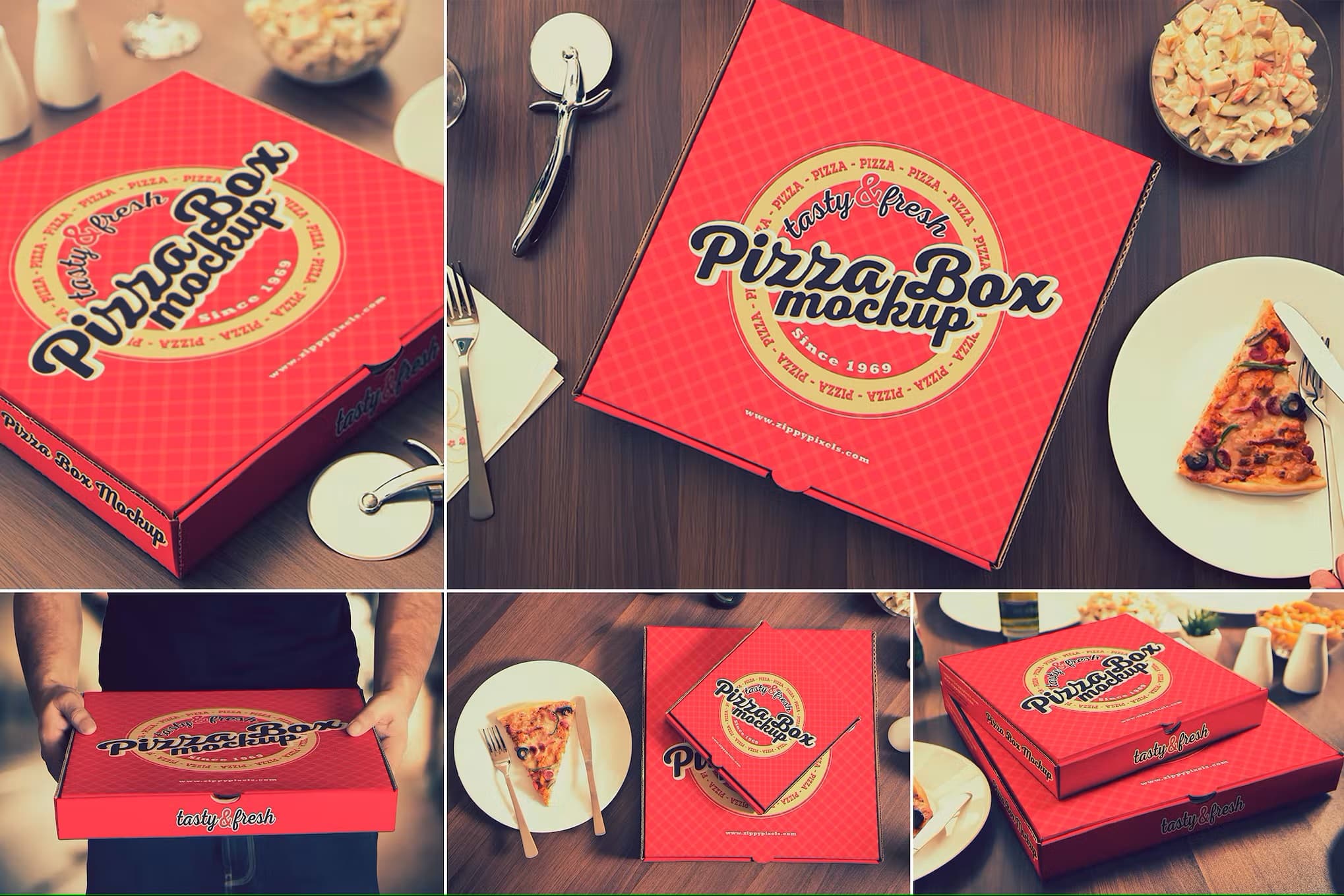 موکاپ های جعبه پیتزا Pizza Box Mockups