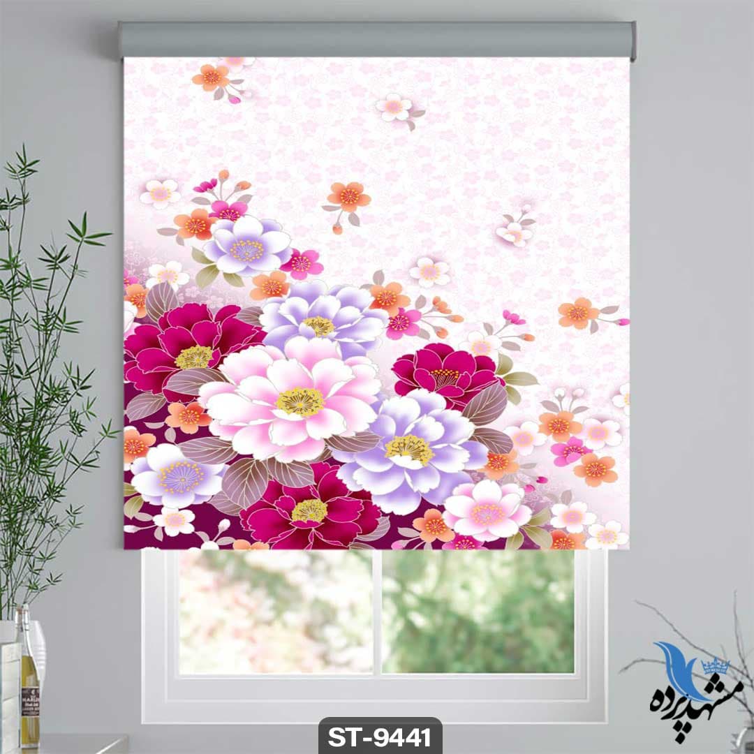 پرده شیدرول تصویری طرح نقاشی مدرن گل رز کد ST9441