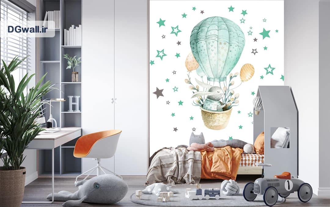 پوستر دیواری کودک بالن و خرگوش B0770