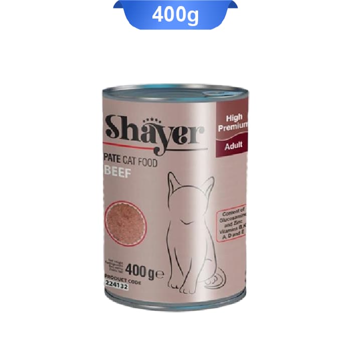 کنسرو پته گربه شایر طعم گوشت وزن 400 گرم Shayer