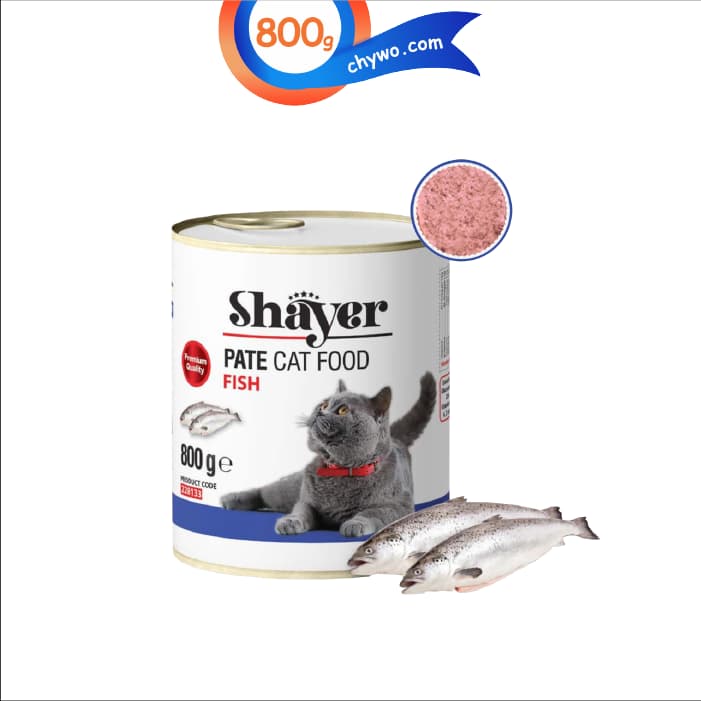 کنسرو گربه شایر طعم ماهی مدل پته وزن 800 گرم Shayer